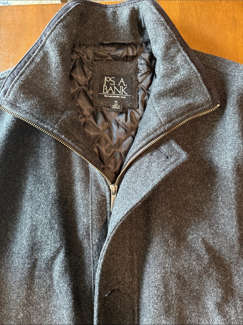 Jos. A. Bank Men's Dark Charcoal Zip-Neck Pea Coat